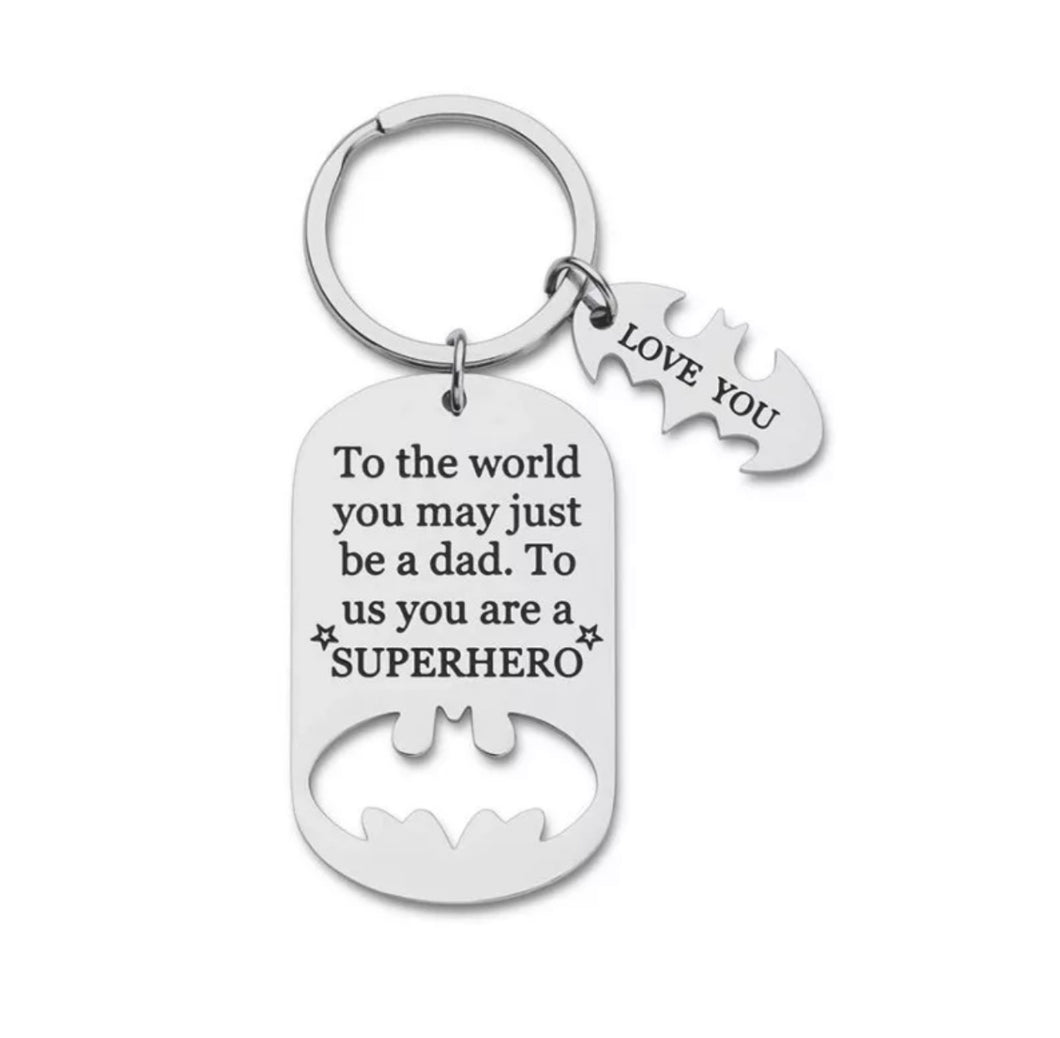 best gift for Dad Superhero Dad keychain stainless steel